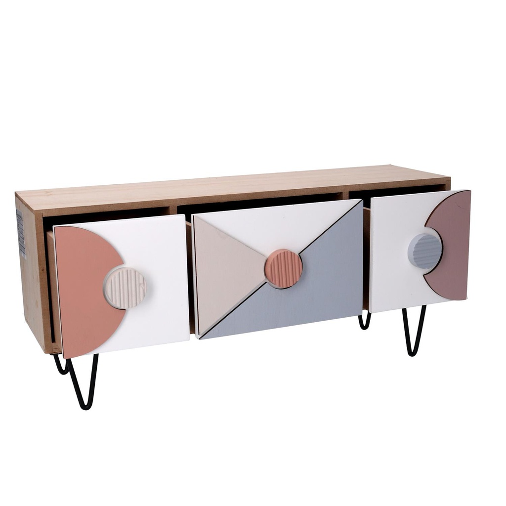 Portatutto legno 3 cassetti multicolor cm 37