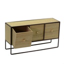 Portatutto legno e metallo marrone arrugginito 3 cassetti cm 38x11h20