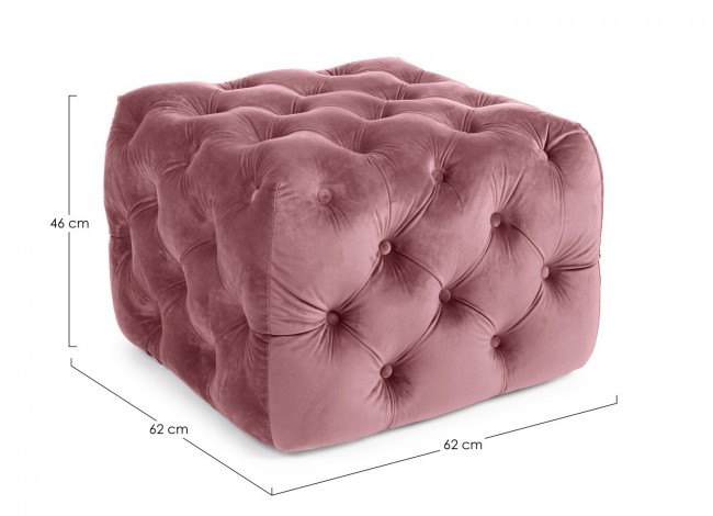 Pouff Evan in velluto Blush trapuntato