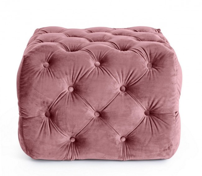 Pouff Evan in velluto Blush trapuntato