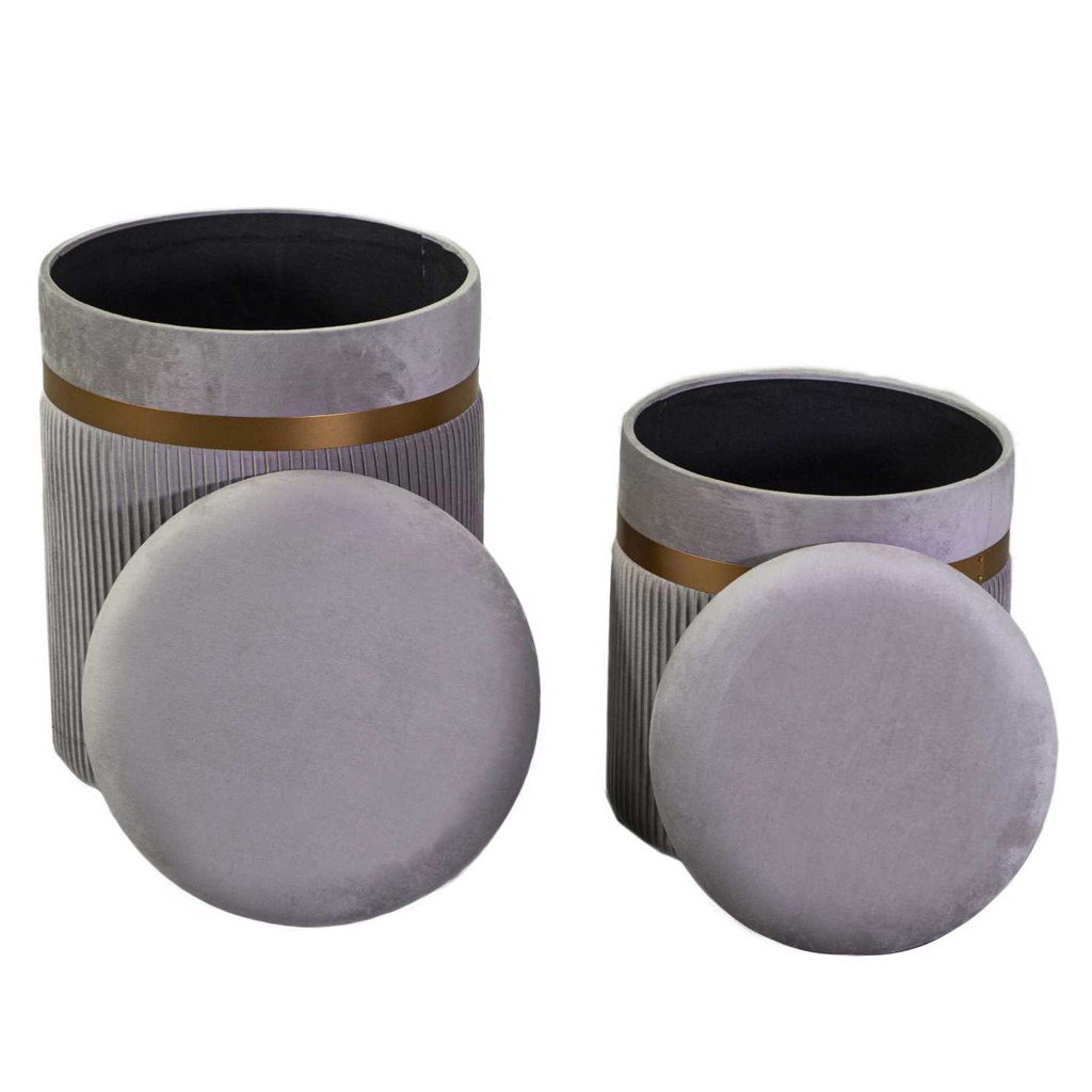 Puff contenitore velluto 1-2 linea altagrigio cm ø39h49
