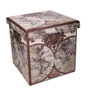 Puff ecopelle pieghevole mappamondo quadro cm38x38h38