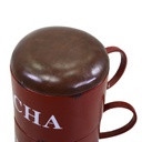 Puff metallo tazzine rosso tondo cm 44x30h50