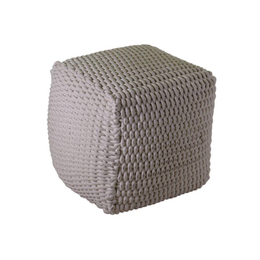 Puff tessuto bianco quadro cm 43x43h43