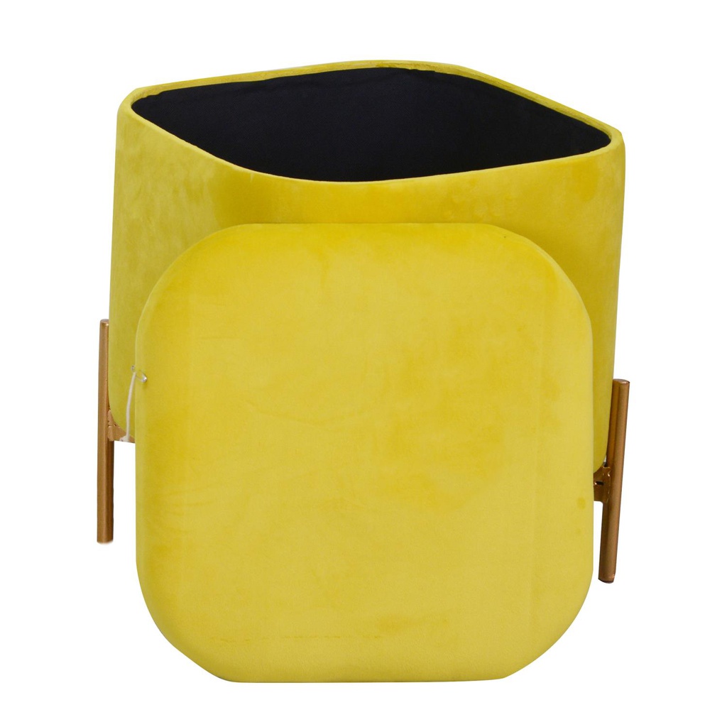 Puff velluto giallo cm38x38h45