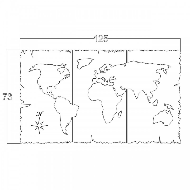 Quadro decorazione murale mappa nera cm cm 125x73 h (MT1924241)