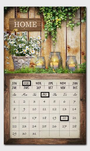 Quadro led con calendario marrone rettangolare cm 30x50x1