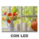 Quadro led fiori bianco rettangolare cm 40x30x1