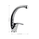 Rubinetto miscelatore da cucina canna in acciaio finitura cromo h.26x10,3 cm