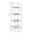 Scaffale da bagno a 4 ripiani con accessorio in metallo di colore nero, altezza 116 cm.