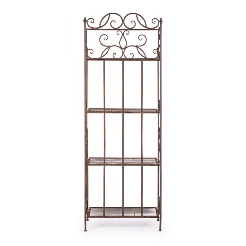 Scaffale pieghevole quattro ripiani in acciaio Marrone MELANIE 57x28x h164 cm