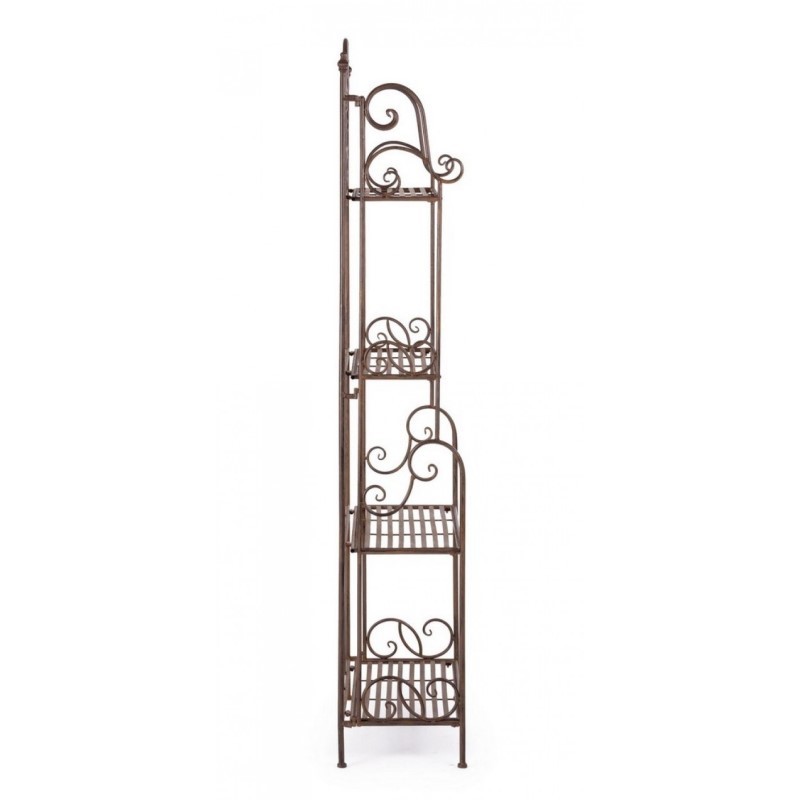 Scaffale pieghevole quattro ripiani in acciaio Marrone MELANIE 57x28x h164 cm