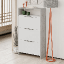 Scarpiera Kaju 3 ante a ribalta bianco e struttura effetto marmo grigio EFFEZ
