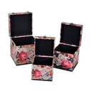 Scatola ecopelle 1-3 fiori crema quadrocm30,5x30,5h30,5