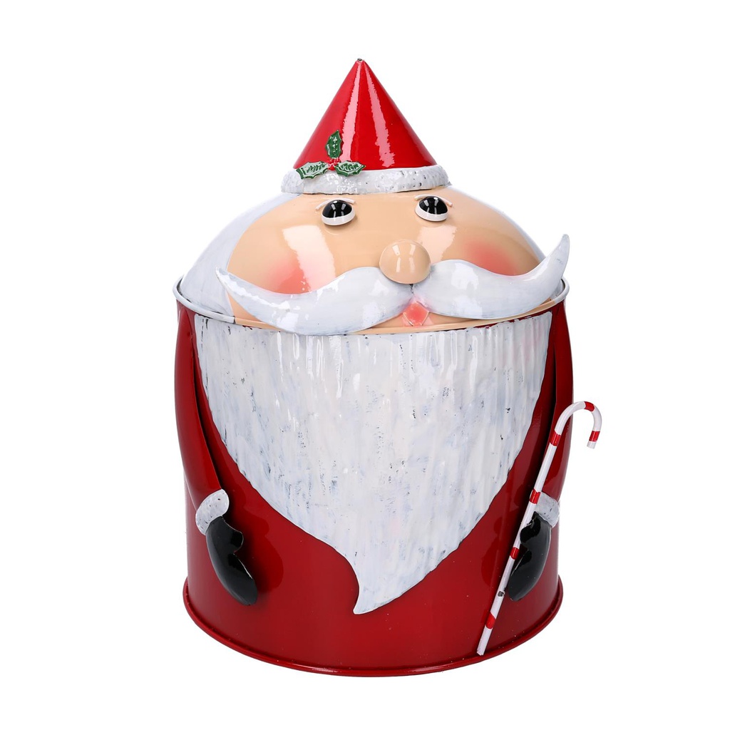 Scatola metallo babbo natale rosso tondo cm ø43h29