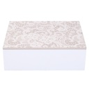 Scatola portathe legno bianco mandala rettangolare 6 scomparti cm22x17h7,5