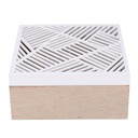 Scatola portathe legno bianco quadro 4 scomparti cm18x18h8