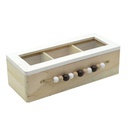 Scatola portathe lignum legno rettangolare 3 scomparti cm24x11h6,5