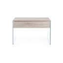 Scrivania di design in legno naturale Armos 1 cassetto e gambe in vetro 110x55x 76h cm