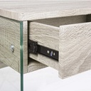Scrivania di design in legno naturale Armos 1 cassetto e gambe in vetro 110x55x 76h cm