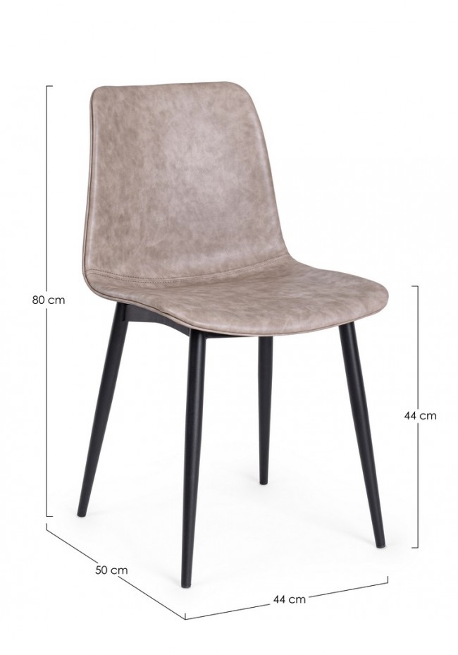 2x Sedia Kyra Nero Pu Beige Vintage  