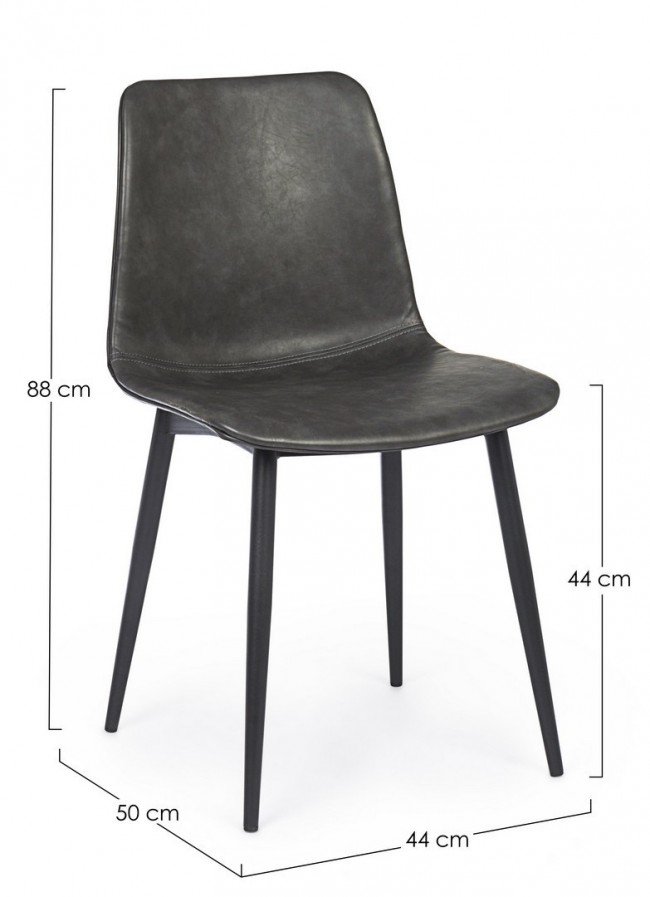 2x Sedia Kyra Pu Antracite Vintage