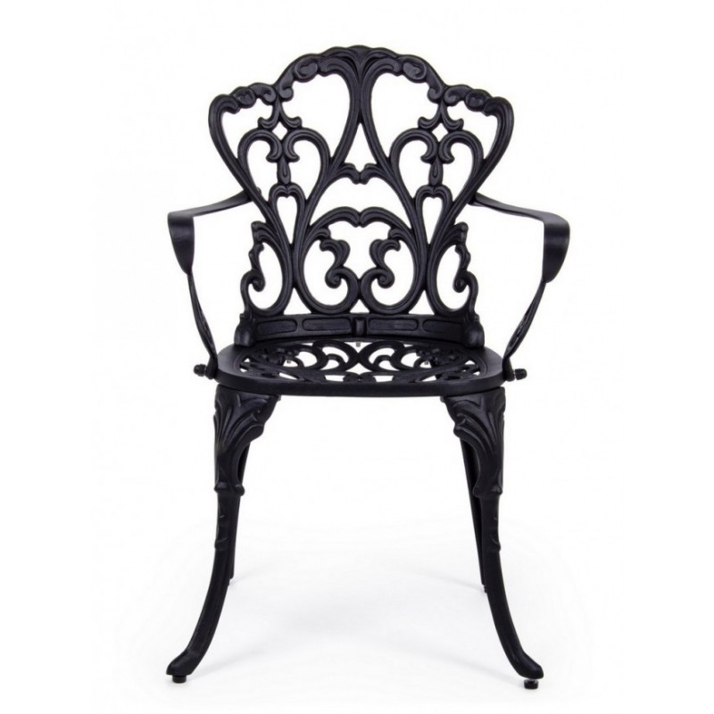 Sedia alluminio antracite esterno barocco cm 57.5x 58 x 87.5h