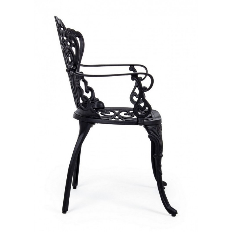 Sedia alluminio antracite esterno barocco cm 57.5x 58 x 87.5h