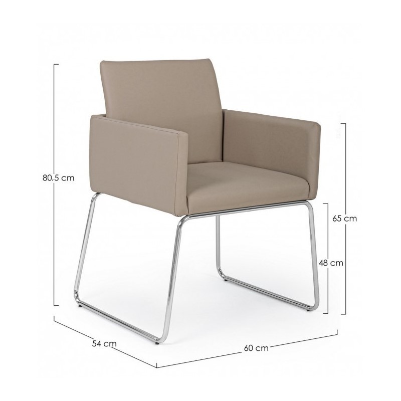 Sedia con braccioli in similpelle Tortora SIXTY 60x54x h80,5 cm