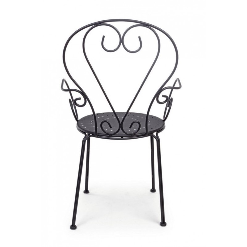 Sedia da giardino con braccioli in acciaio Antracite ETIENNE 49x49x h89 cm iperbriko