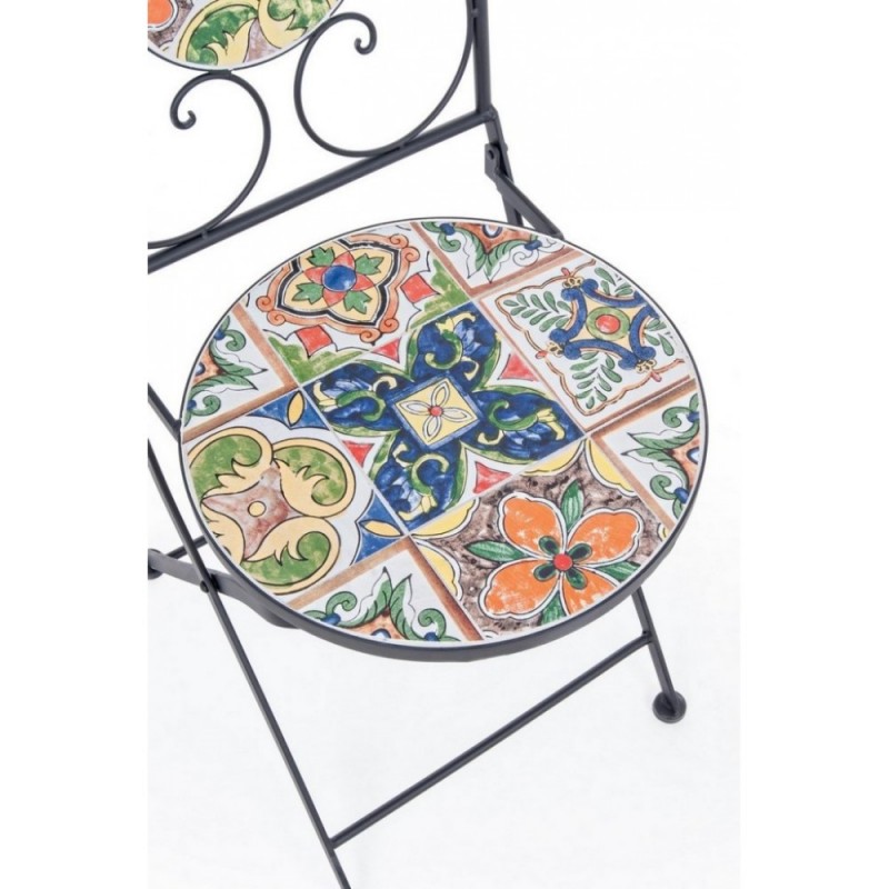 Sedia da giardino esterno in acciaio con ceramica pieghevole