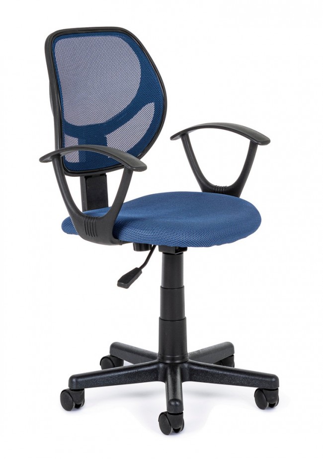 Sedia da ufficio blu con braccioli