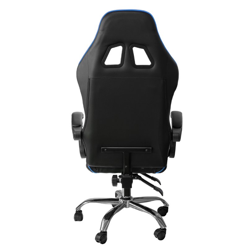 Sedia gaming in ecopelle da ufficio reclinabile Blu e Nero 64x53x h123-133 cm