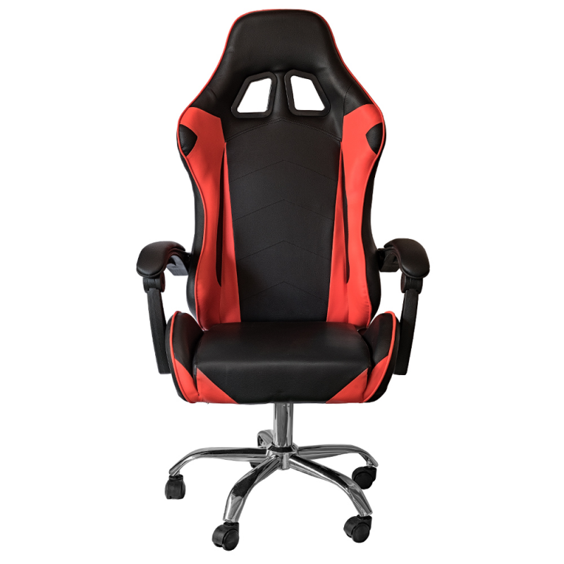 Sedia gaming in ecopelle da ufficio reclinabile Rosso e Nero 64x53x h123-133 cm