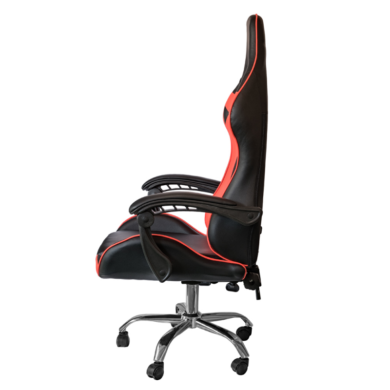 Sedia gaming in ecopelle da ufficio reclinabile Rosso e Nero 64x53x h123-133 cm
