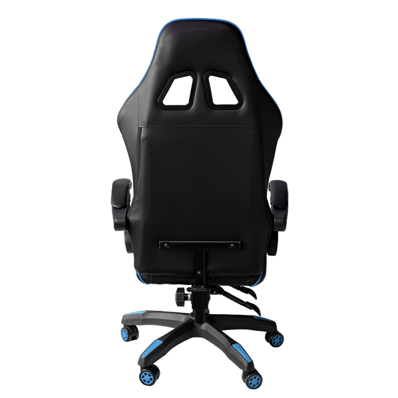 Sedia gaming in ecopelle da ufficio reclinabile con poggiapiedi Blu e Nero 64x53x h123-133 cm