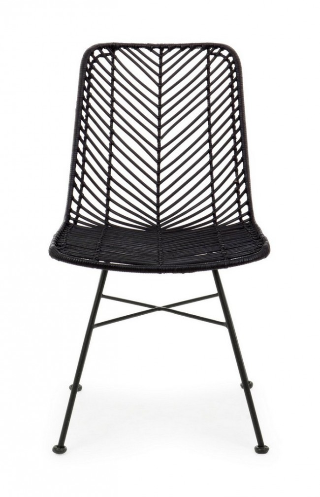 2x Sedia Lorena nera intreccio in rattan