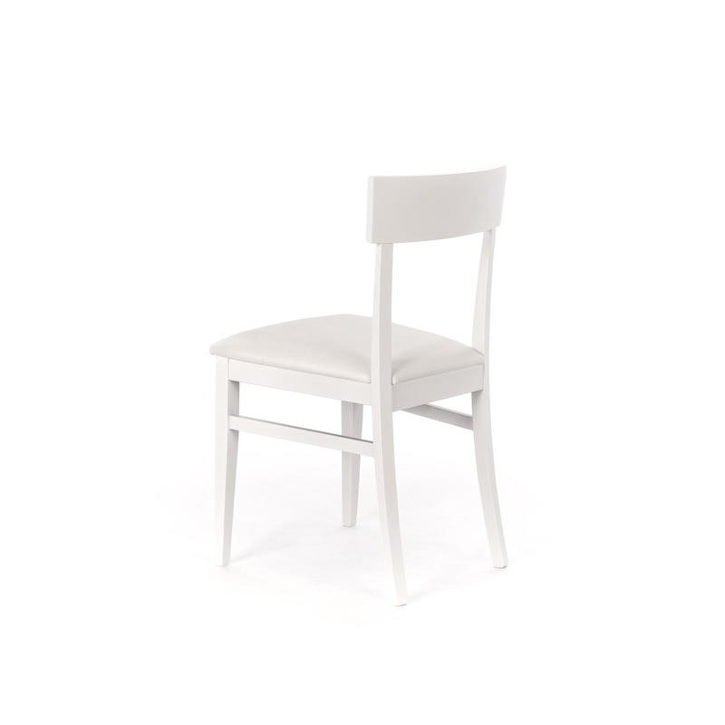 Sedia in legno laccato bianco con seduta in similpelle 44x45xh. 82 cm