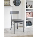 Sedia in legno laccato grigio scuro con seduta in similpelle 44x45xh. 82 cm
