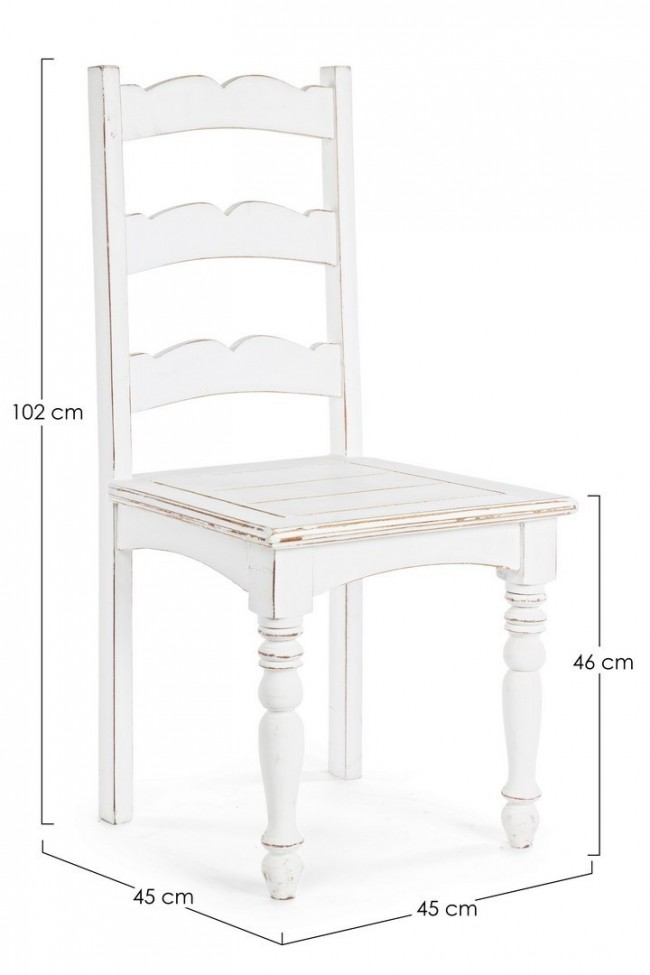 Sedia in legno stile rustico bianco shabby