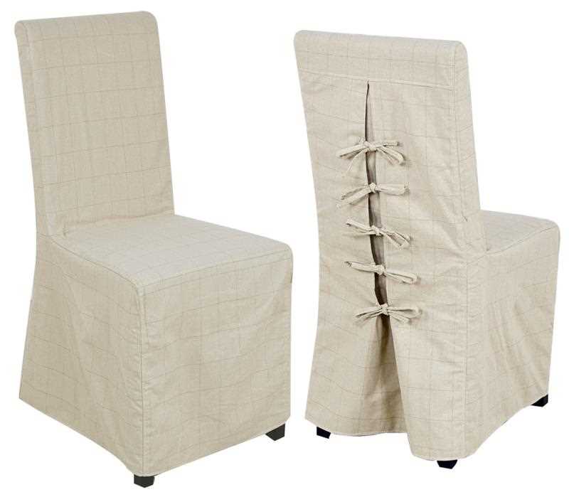 Sedia in tessuto beige con mini riga