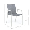 Sedia per esterno in alluminio Bianco con cuscino Grigio Scuro ODEON 55,5x60 h83 cm