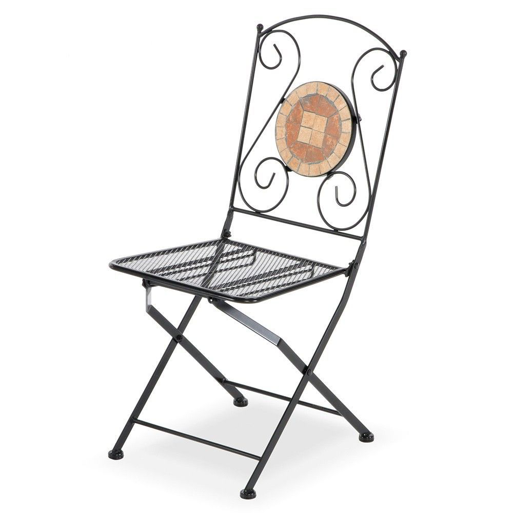 Sedia pieghevole in ferro per esterno Nero ZEUS 42x55x h95 cm Set 2 pezzi