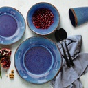 Servizio Piatti 16 Pezzi Craquelè Blu Melamina Blu