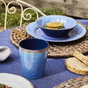Servizio Piatti 16 Pezzi Craquelè Blu Melamina Blu