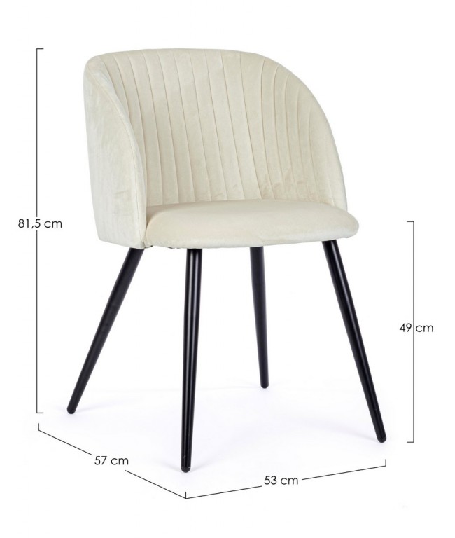 2x Sedia Queen Velvet Bianco  