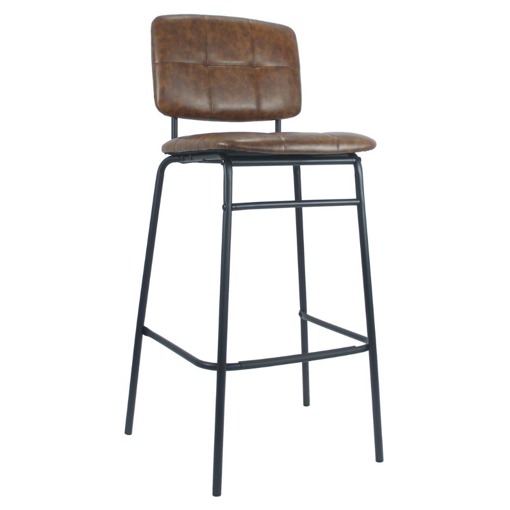 Sgabello Ross in ecopelle ruggine con gambe nere 106 cm, 43 cm, 45 cm