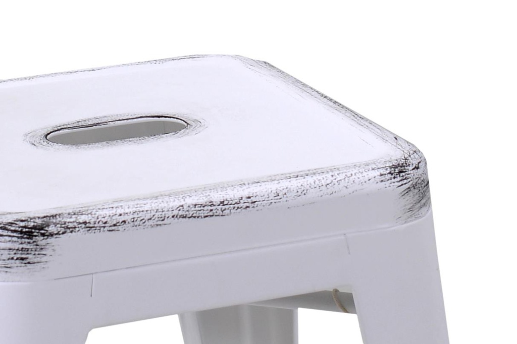 Sgabello ferro bristol bianco antico cm 39x39h45