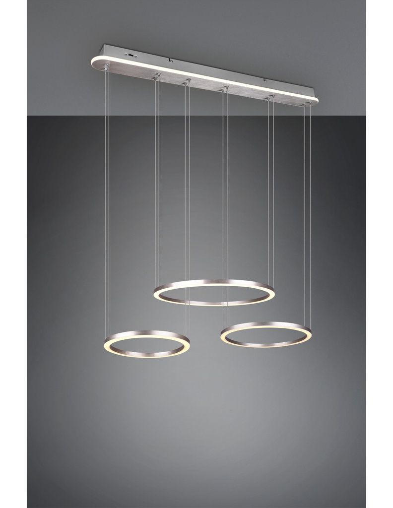 Sospensione 3 Anelli Led Dimmer Nichel Dimmer Morrison Trio Lighting