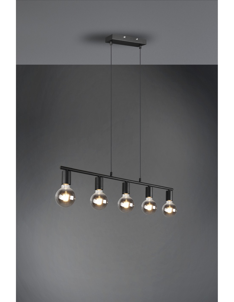 Sospensione 5xE27 Vannes Nero L82 cm Trio Lighting